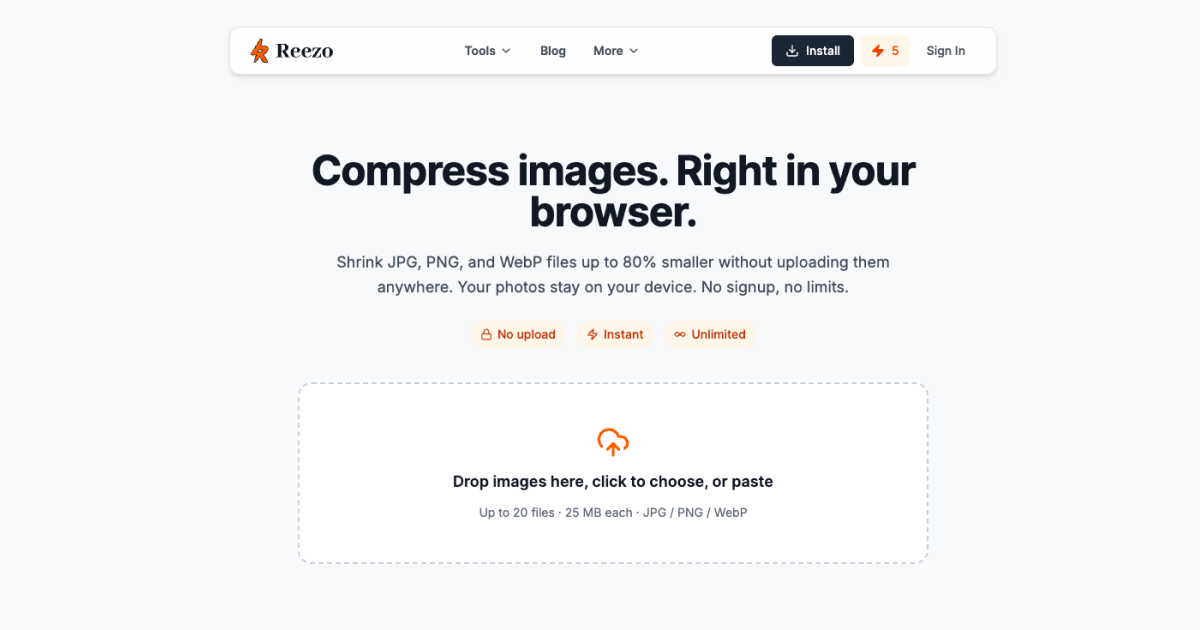 Free Image Compressor: Compress JPG, PNG & WebP in Your Browser | ReezoAI