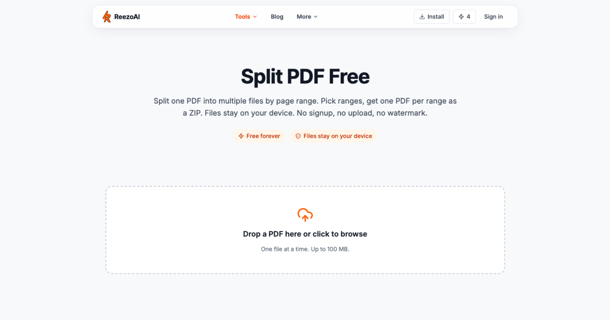 Split PDF Online Free | No Upload, In Your Browser | ReezoAI